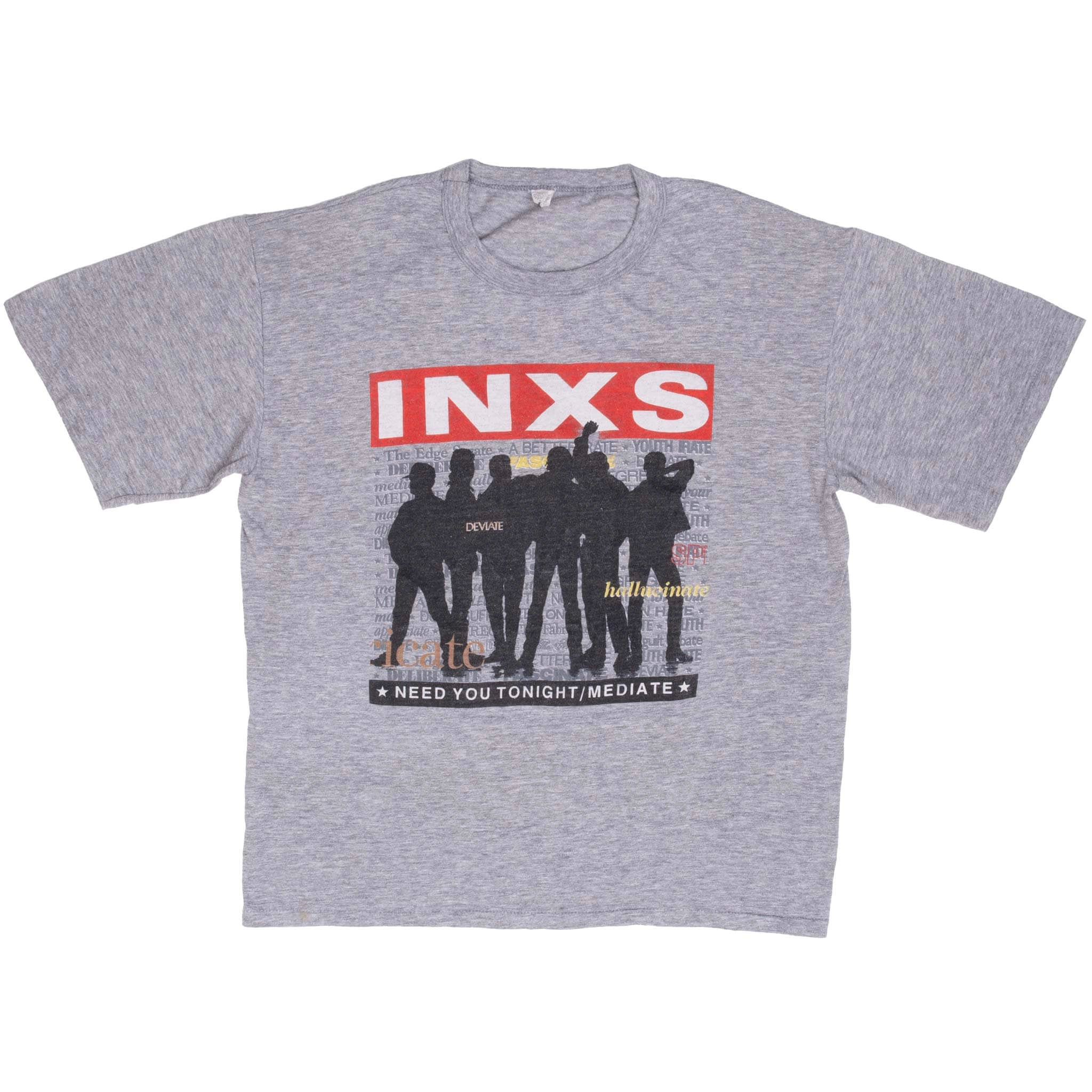 VINTAGE INXS NEED YOU TONIGHT/MEDIATE TEE SHIRT 1980S SIZE LARGE MADE IN US