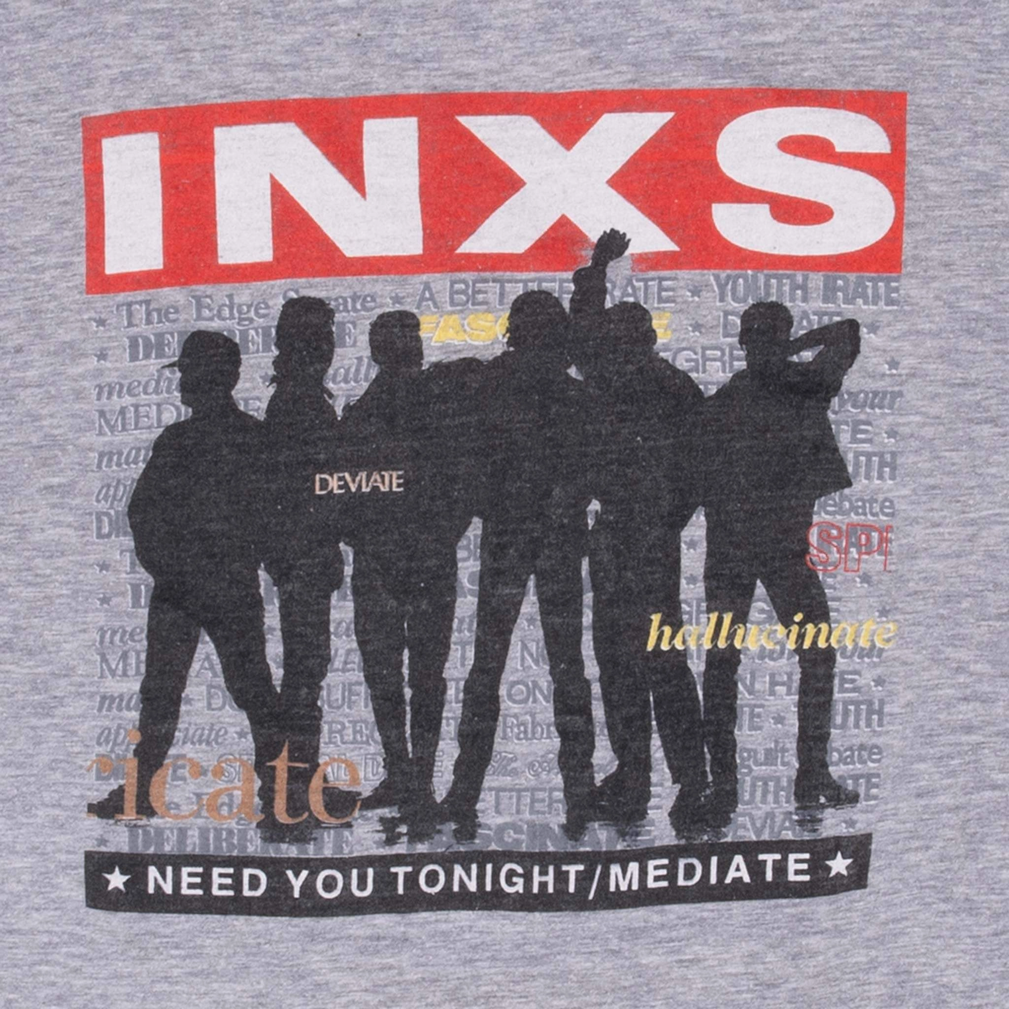 VINTAGE INXS NEED YOU TONIGHT/MEDIATE TEE SHIRT 1980S SIZE LARGE MADE IN US