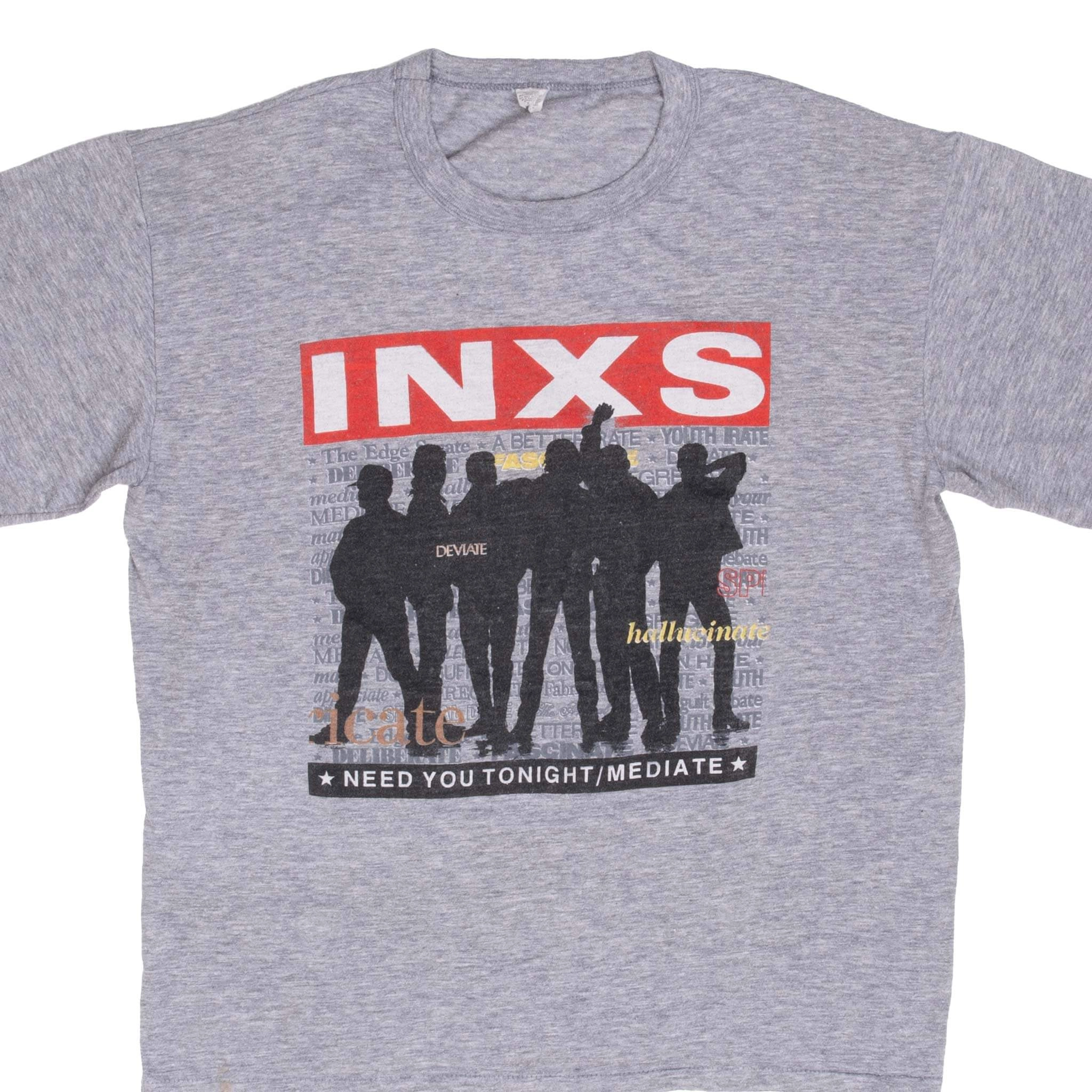 VINTAGE INXS NEED YOU TONIGHT/MEDIATE TEE SHIRT 1980S SIZE LARGE MADE IN US