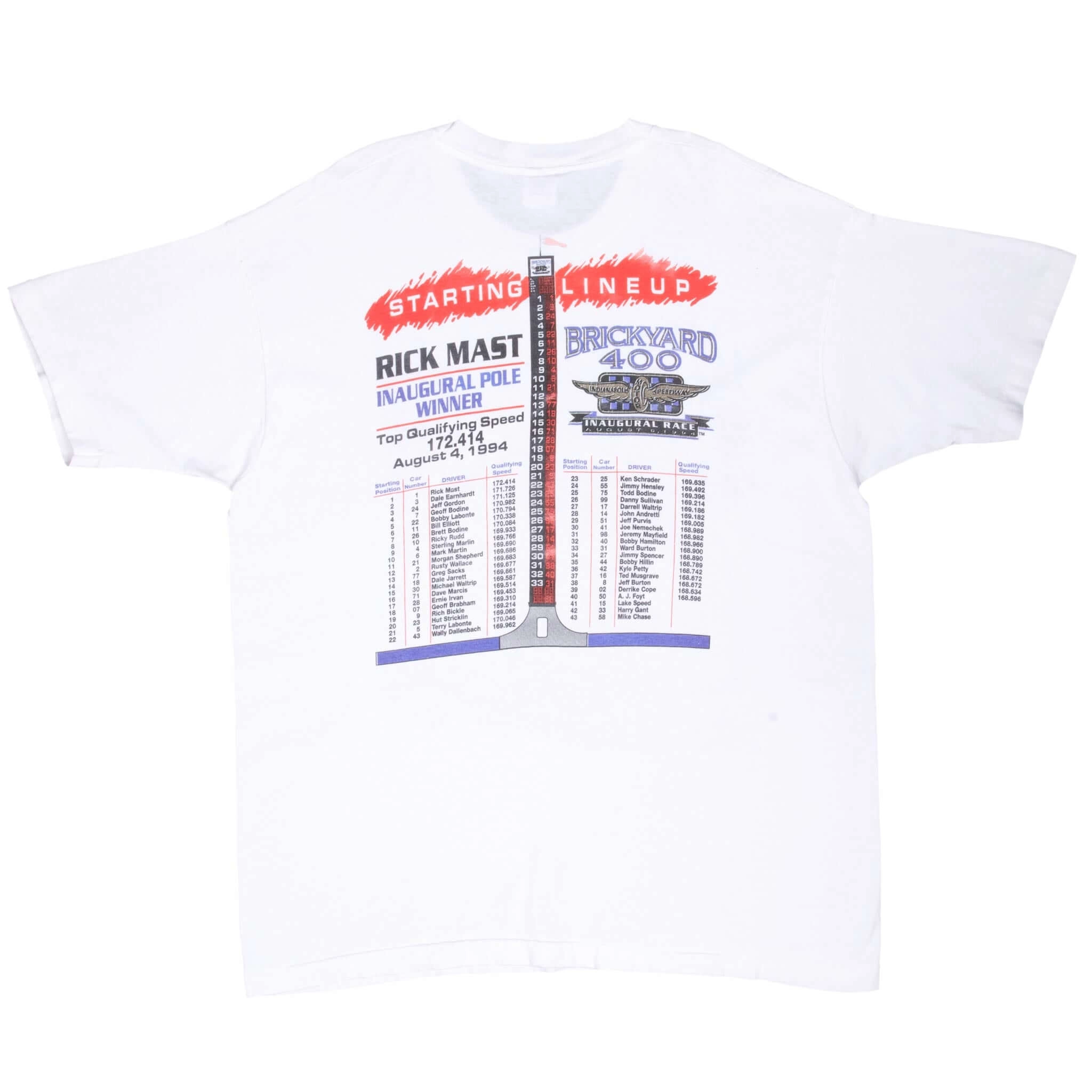 VINTAGE NASCAR INDIANAPOLIS BRICKYARD 400 1994 TEE SHIRT XL MADE IN USA