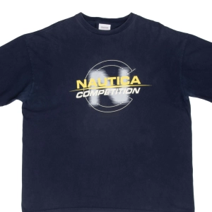 VINTAGE NAUTICA COMPETITION BLUE TEE SHIRT 1990S XL MADE IN USA