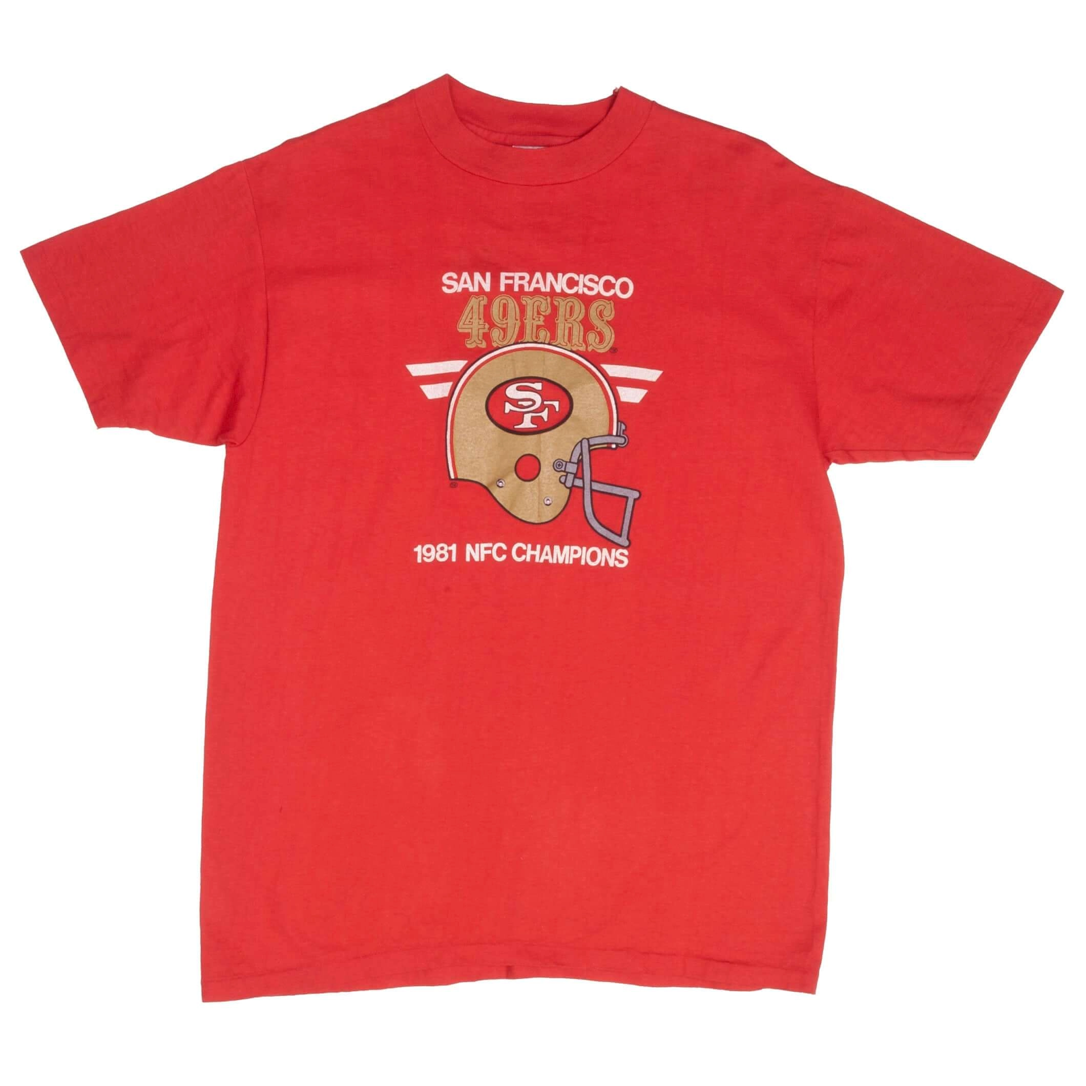 VINTAGE NFL SAN FRANCISCO 49ERS NFC CHAMPIONS 1981 TEE SHIRT LARGE MADE IN USA