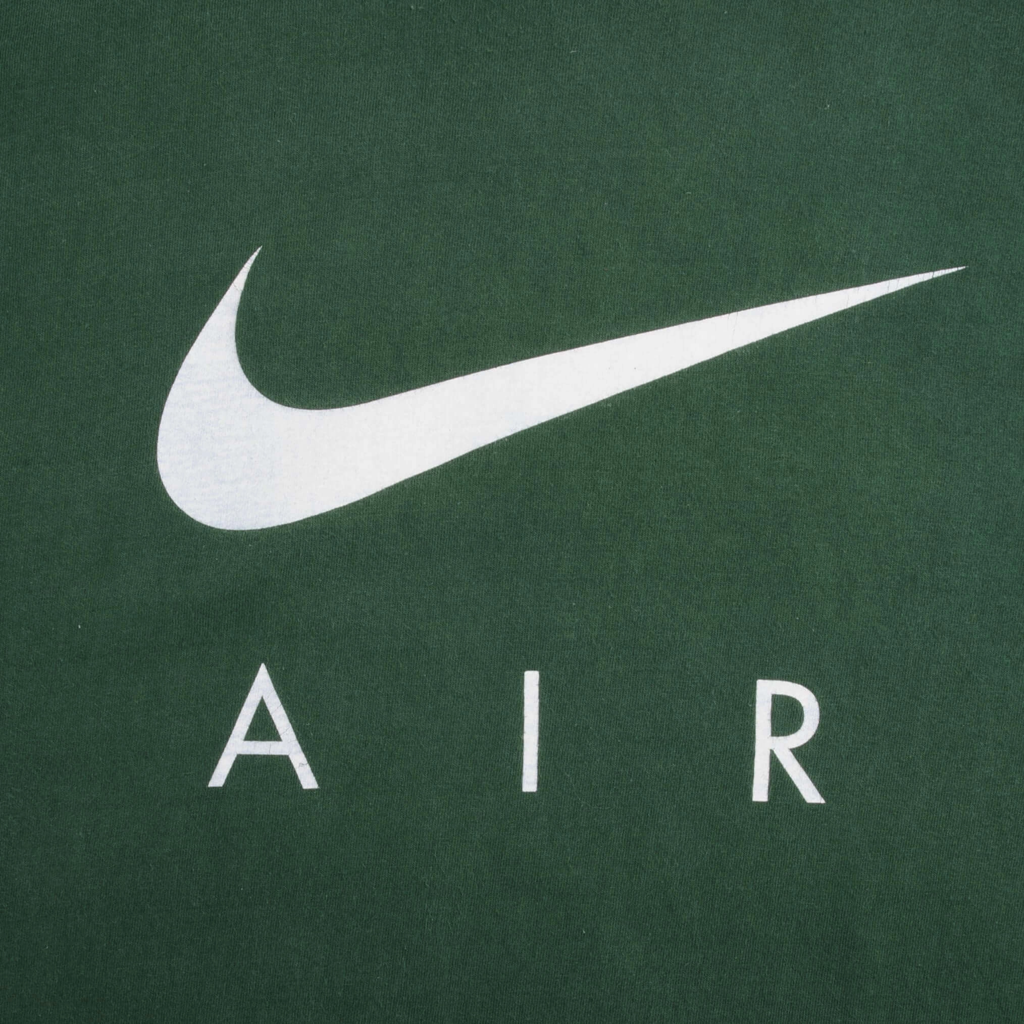 VINTAGE NIKE AIR BIG SWOOSH GREEN TEE SHIRT 1990S SIZE LARGE