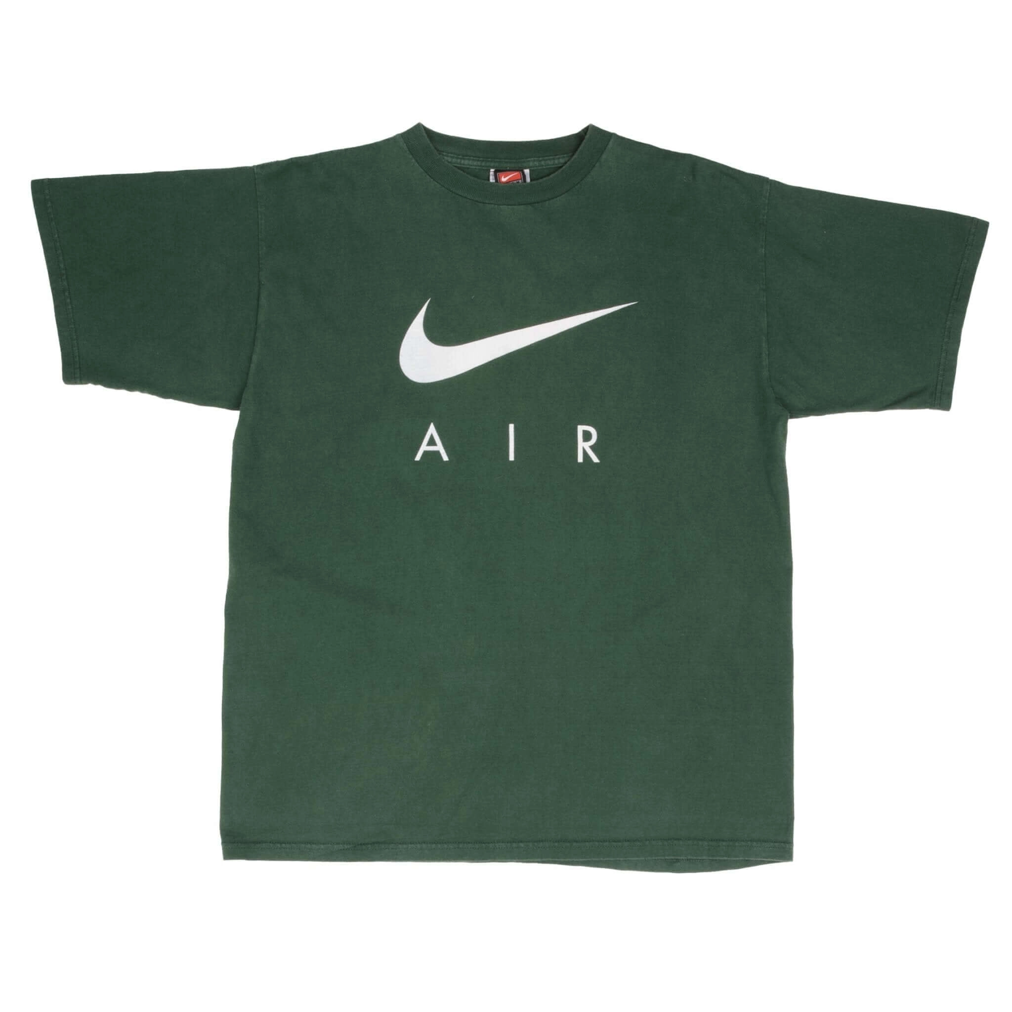 VINTAGE NIKE AIR BIG SWOOSH GREEN TEE SHIRT 1990S SIZE LARGE