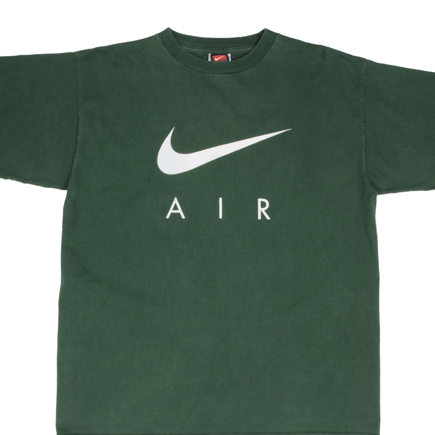 VINTAGE NIKE AIR BIG SWOOSH GREEN TEE SHIRT 1990S SIZE LARGE