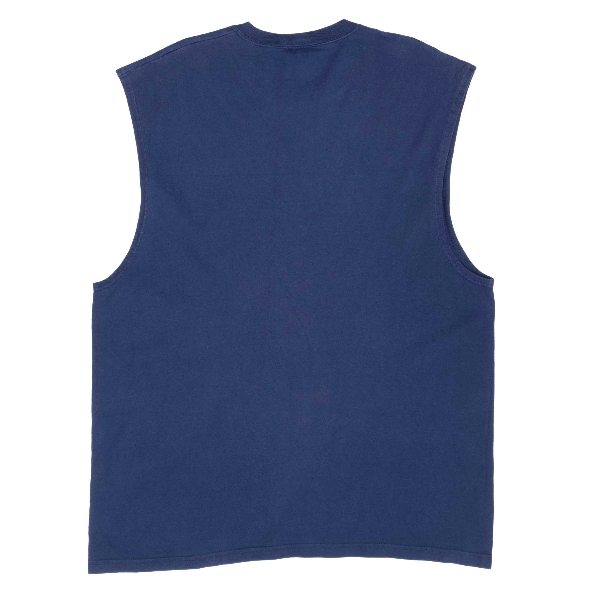 VINTAGE NIKE CENTER SWOOSH NAVY TANK TOP TEE SHIRT 1990S LARGE MADE IN USA