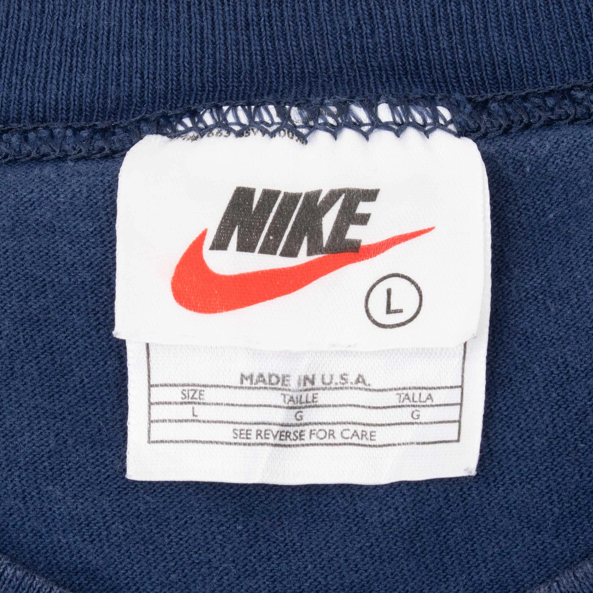 VINTAGE NIKE CENTER SWOOSH NAVY TANK TOP TEE SHIRT 1990S LARGE MADE IN USA