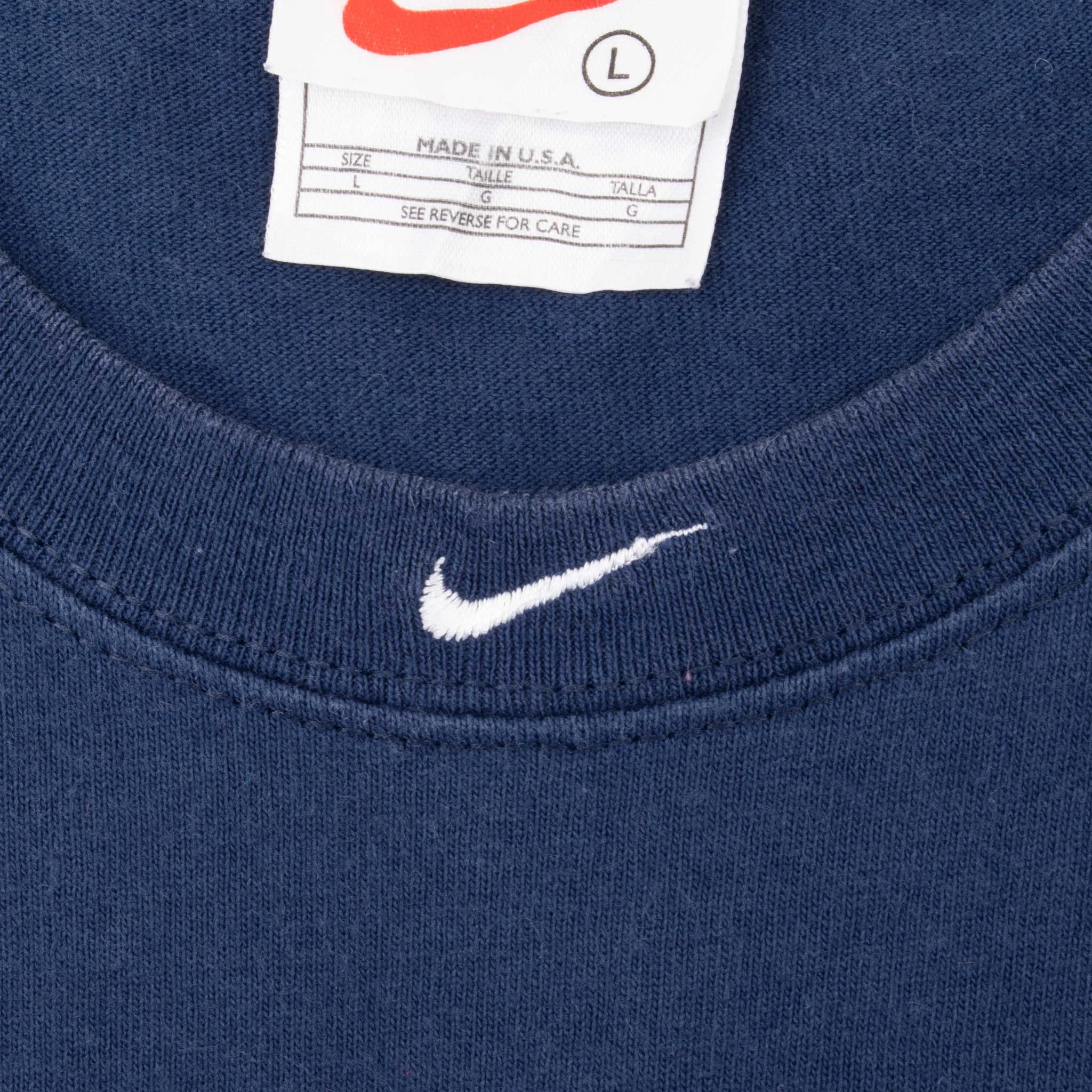VINTAGE NIKE CENTER SWOOSH NAVY TANK TOP TEE SHIRT 1990S LARGE MADE IN USA