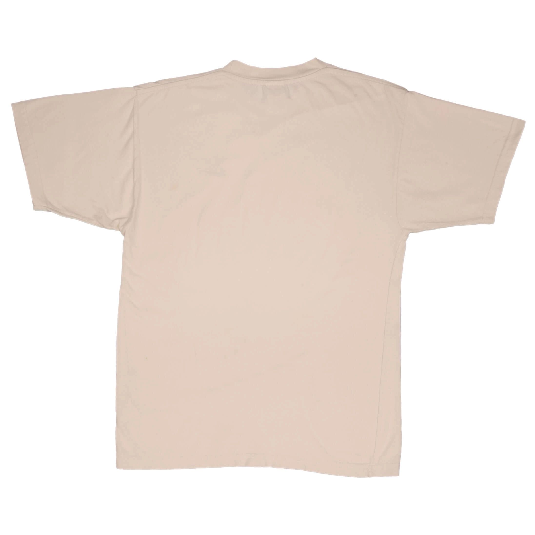 VINTAGE NIKE CLASSIC SWOOSH BEIGE TEE SHIRT 1990S SIZE MEDIUM