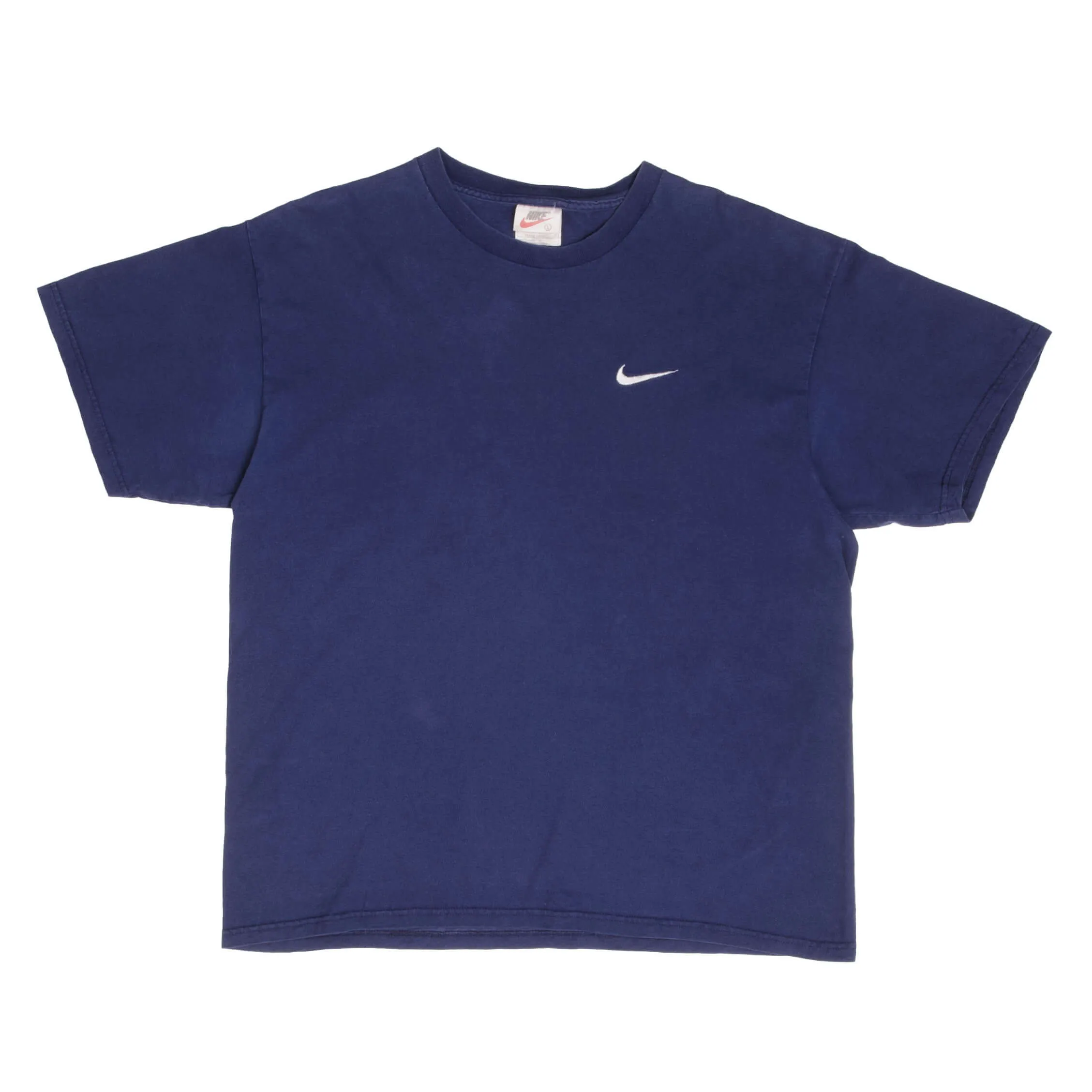 VINTAGE NIKE CLASSIC SWOOSH BLUE TEE SHIRT 1990S SIZE LARGE MADE IN USA