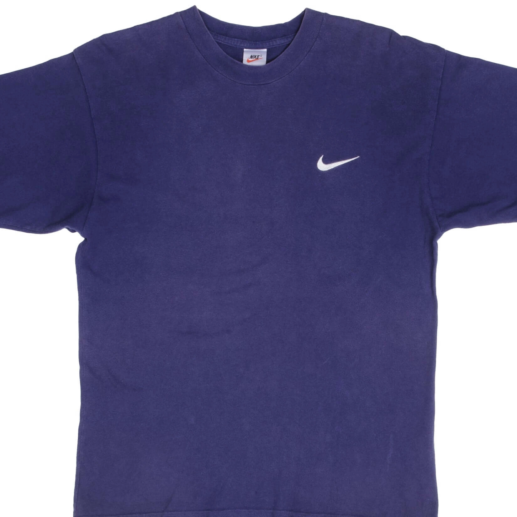 VINTAGE NIKE CLASSIC SWOOSH BLUE TEE SHIRT 1990S SIZE MEDIUM