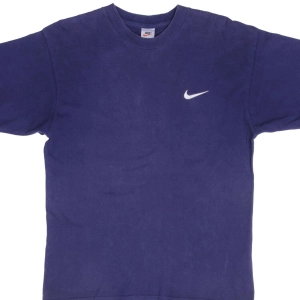VINTAGE NIKE CLASSIC SWOOSH BLUE TEE SHIRT 1990S SIZE MEDIUM