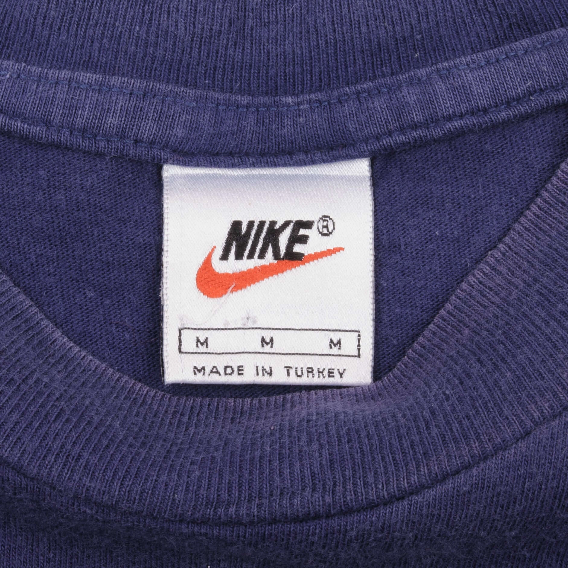 VINTAGE NIKE CLASSIC SWOOSH BLUE TEE SHIRT 1990S SIZE MEDIUM
