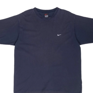 VINTAGE NIKE CLASSIC SWOOSH NAVY BLUE TEE SHIRT 1990S LARGE
