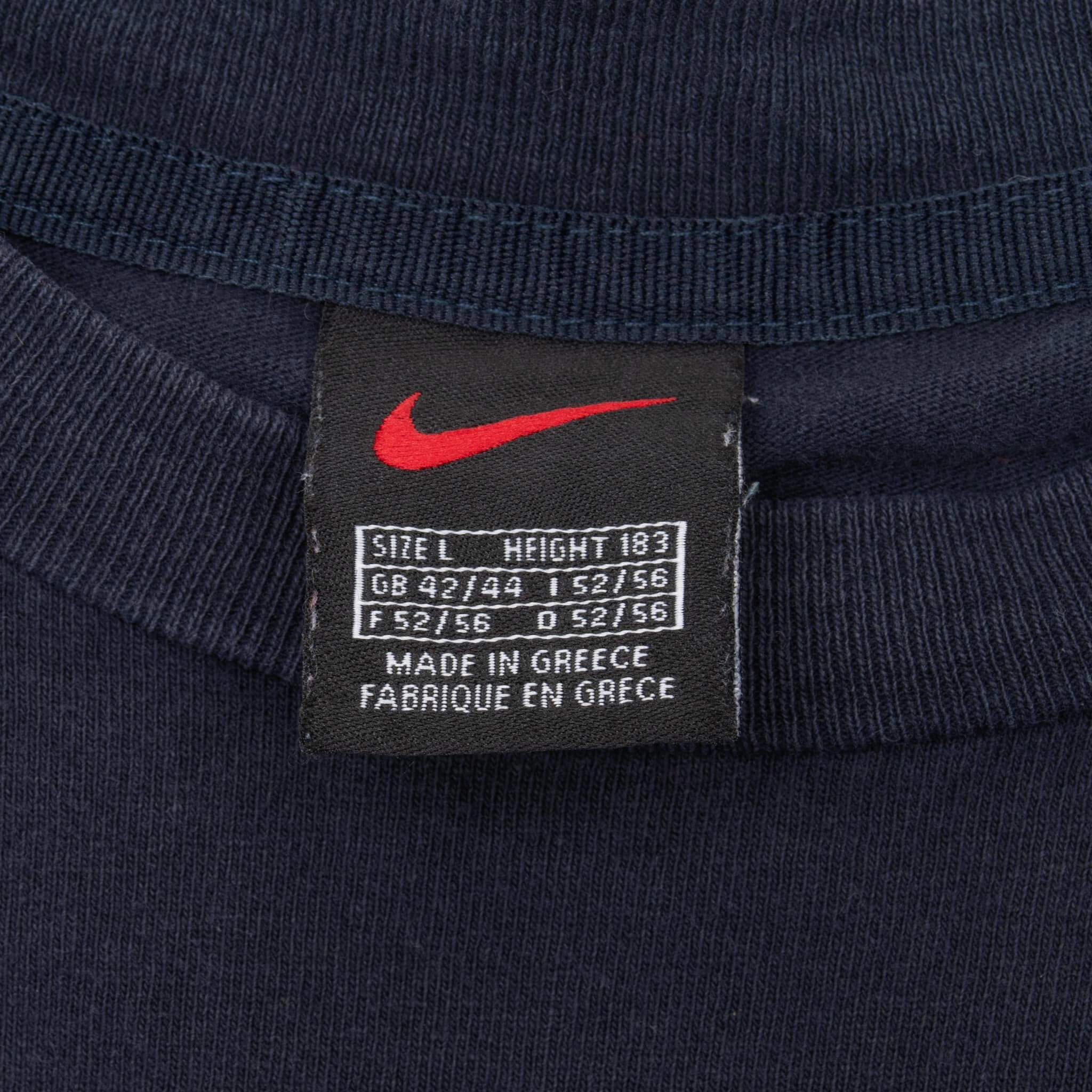 VINTAGE NIKE CLASSIC SWOOSH NAVY BLUE TEE SHIRT 1990S LARGE