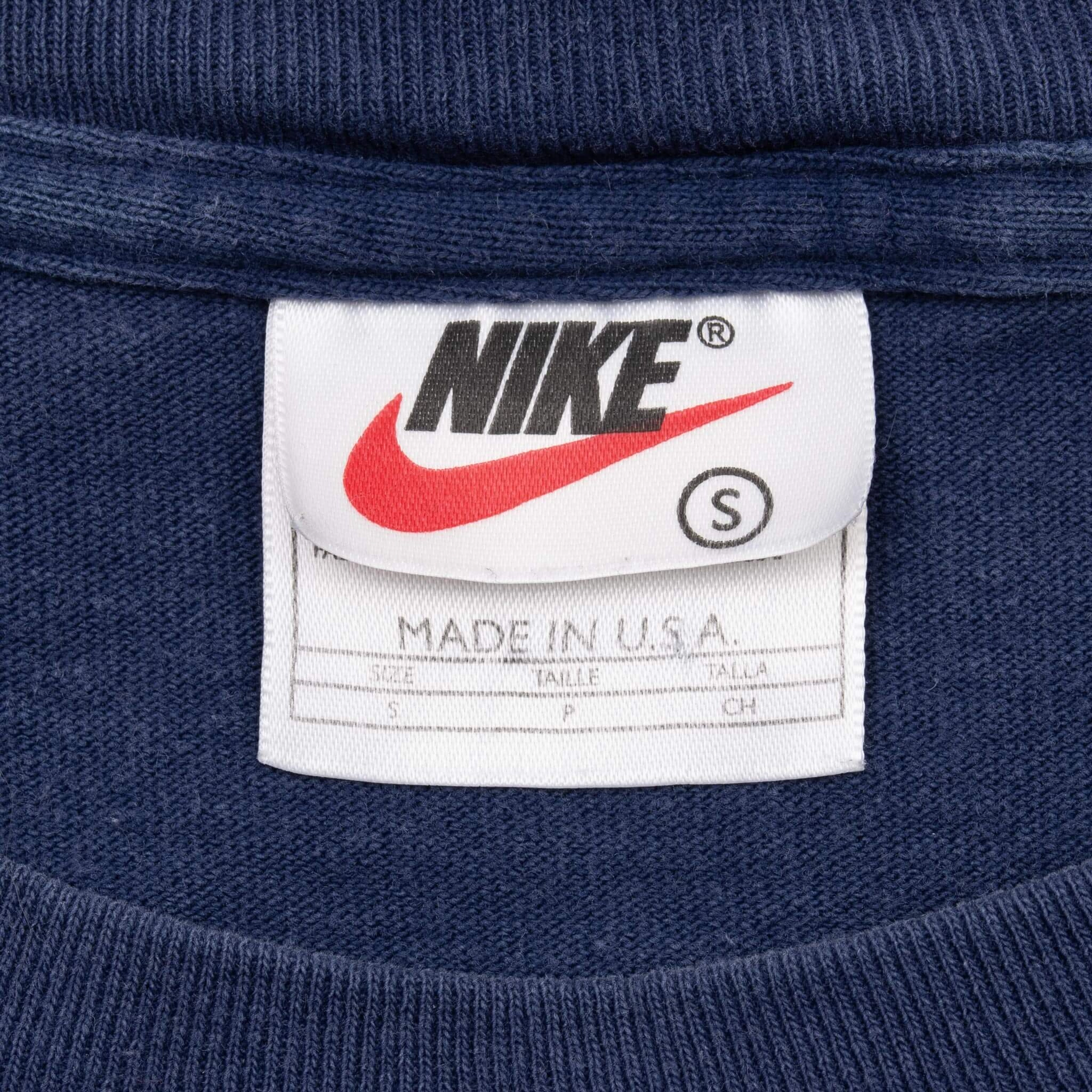 VINTAGE NIKE CYCLING BLUE SWOOSH TEE SHIRT 1990S SMALL MADE IN USA