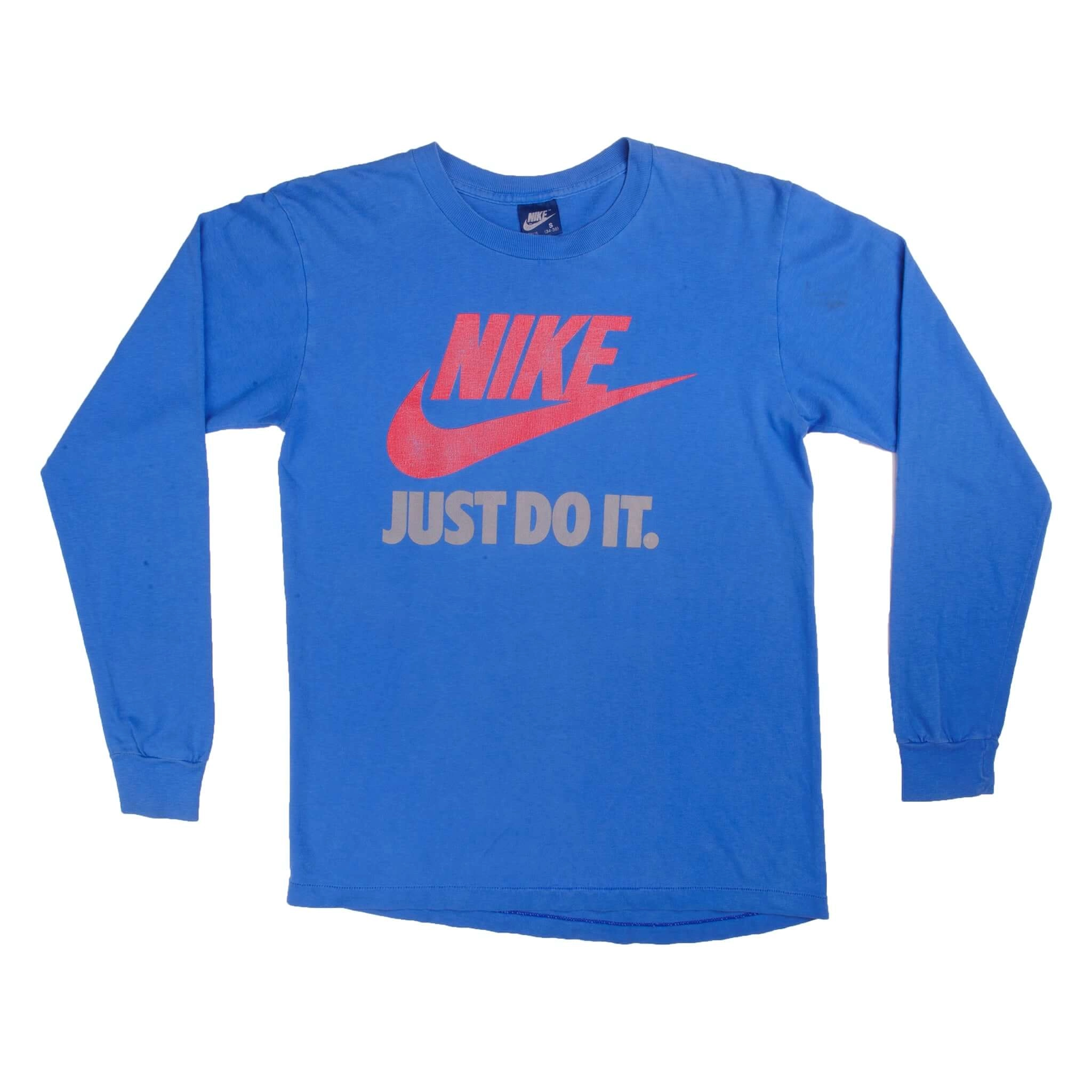 VINTAGE NIKE JUST DO IT LONG SLEEVE TEE SHIRT 1984-1987 SIZE SMALL MADE IN USA