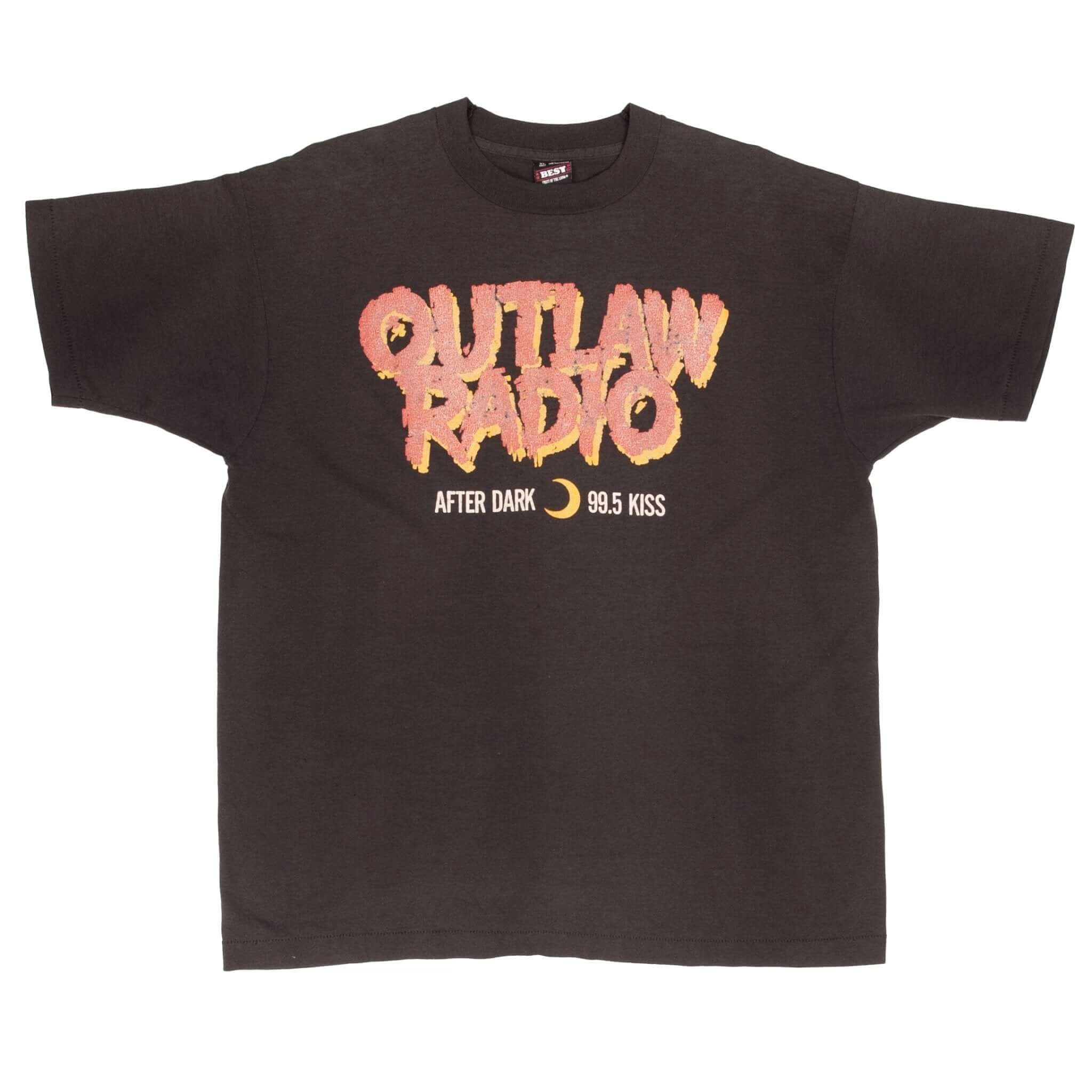 VINTAGE OUTLAW RADIO AFTER DARK 99.5 KISS TEE SHIRT 1990S SIZE XL MADE IN USA