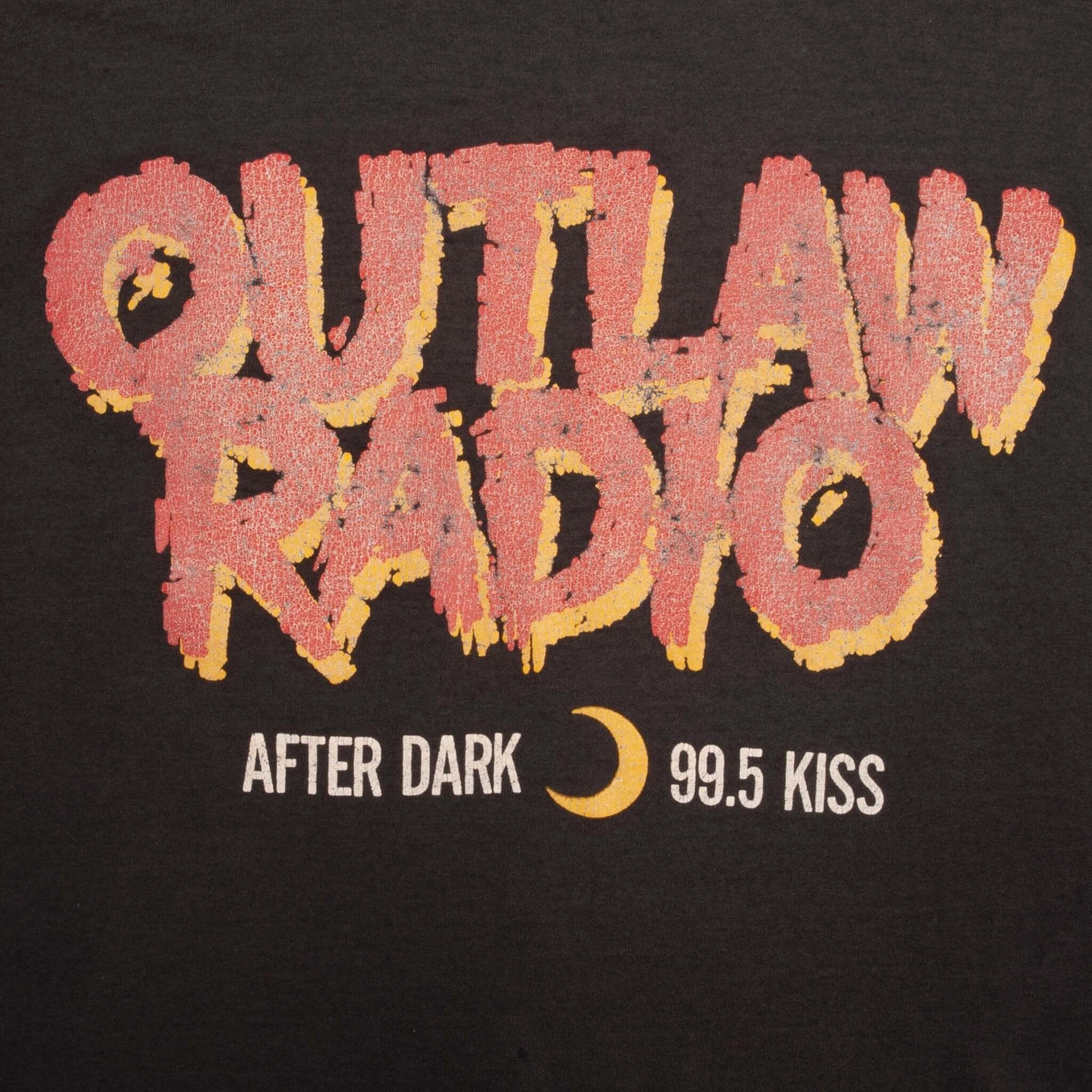 VINTAGE OUTLAW RADIO AFTER DARK 99.5 KISS TEE SHIRT 1990S SIZE XL MADE IN USA