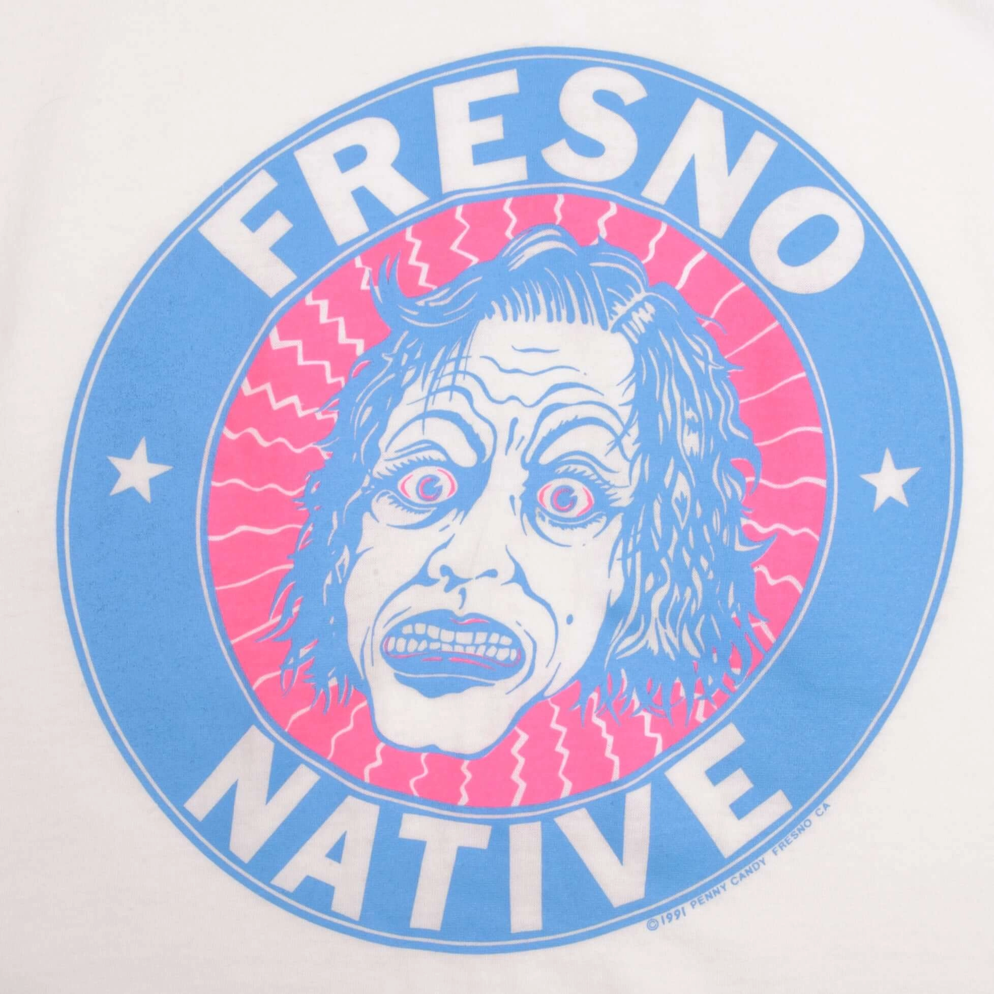 VINTAGE PENNY CANDY FRESNO NATIVE TEE SHIRT 1991 SIZE LARGE MADE IN USA