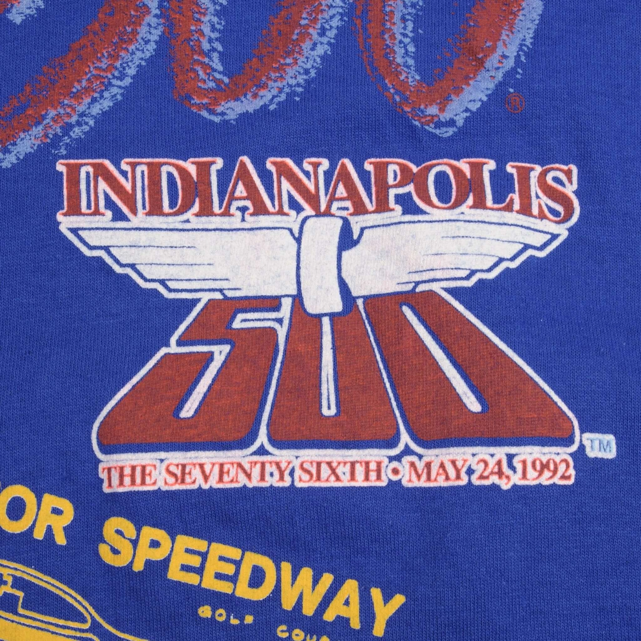 VINTAGE RACING INDY CAR INDIANAPOLIS 500 1992 TEE SHIRT SIZE LARGE MADE IN USA