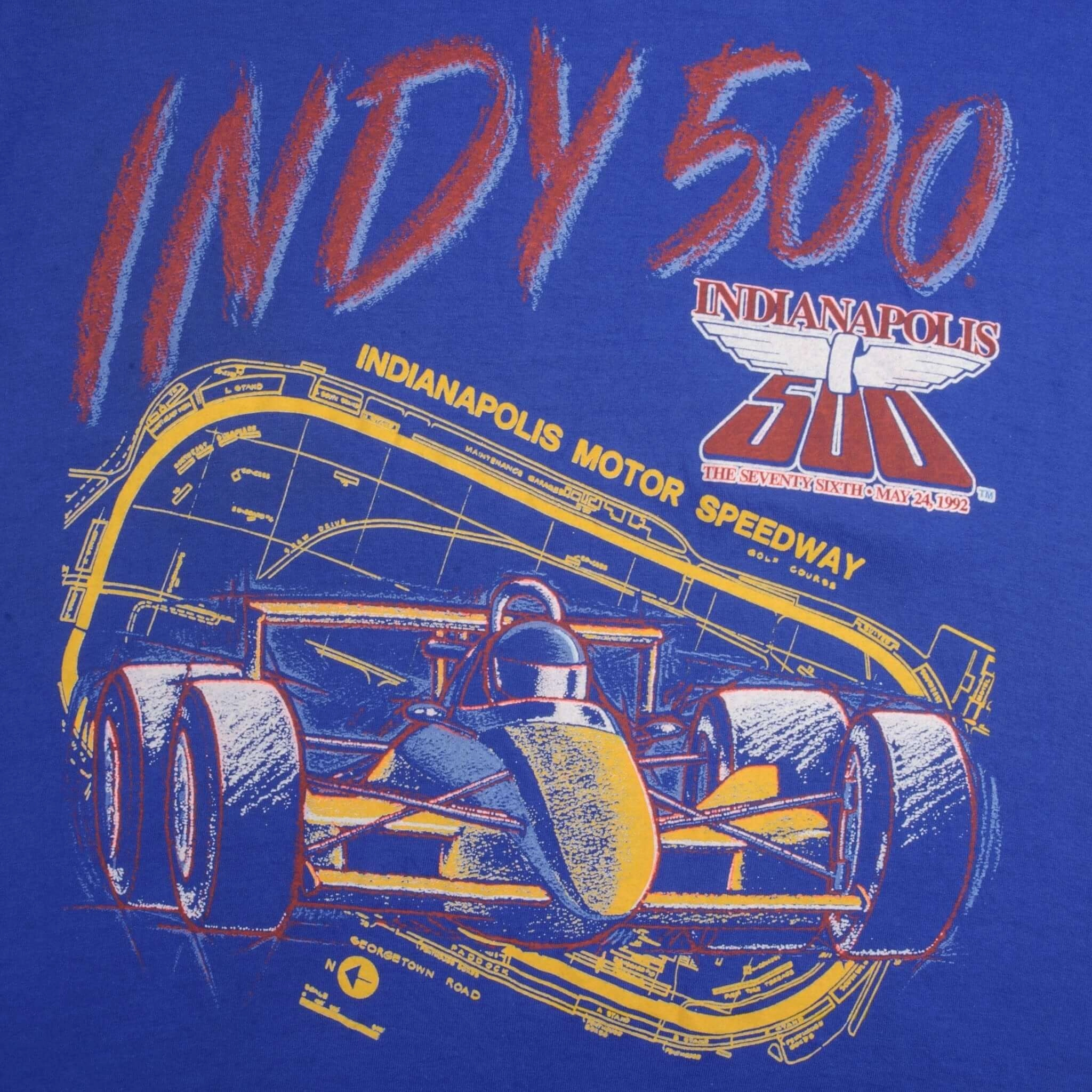 VINTAGE RACING INDY CAR INDIANAPOLIS 500 1992 TEE SHIRT SIZE LARGE MADE IN USA
