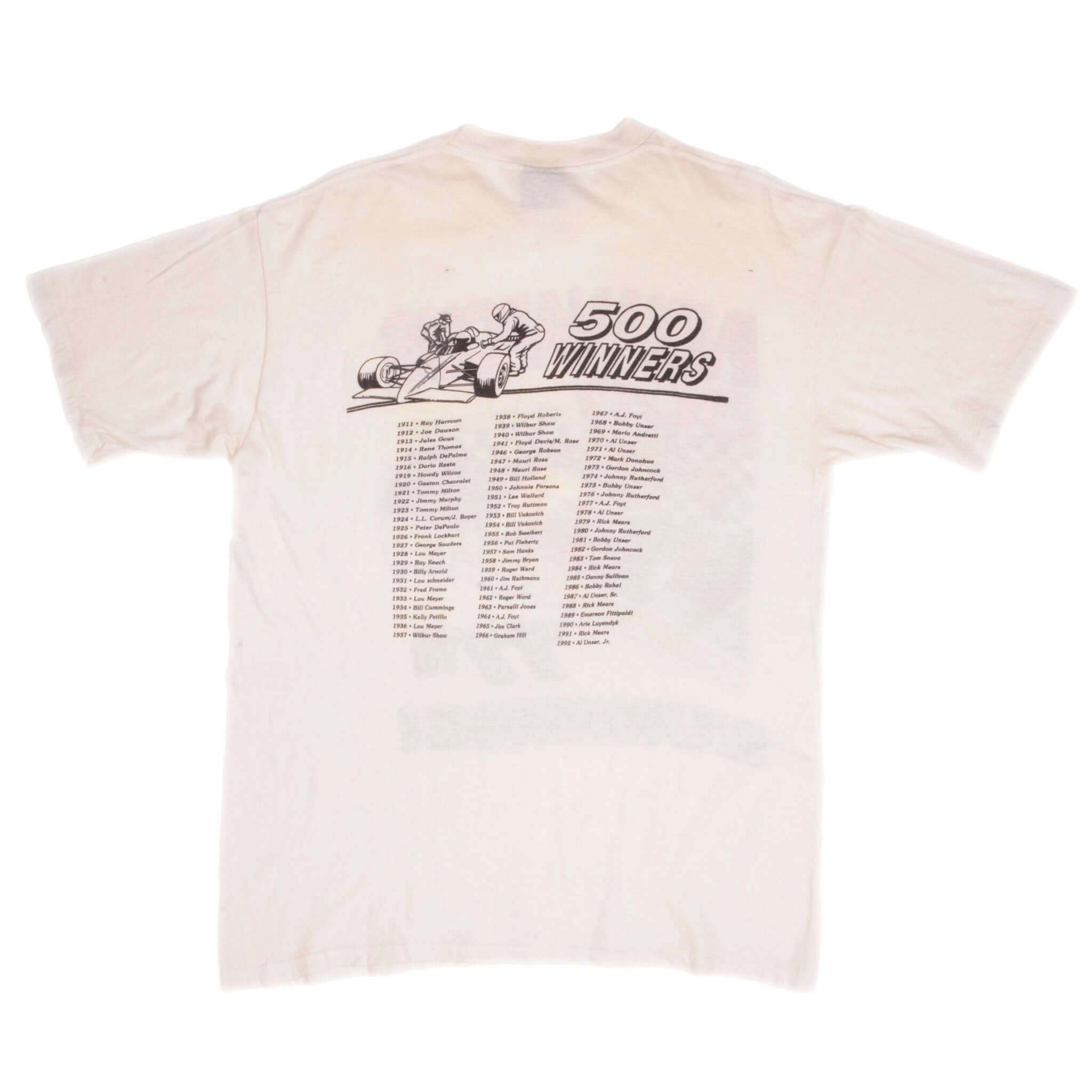 VINTAGE RACING INDY CAR INDIANAPOLIS 500 1992 TEE SHIRT SIZE XL MADE IN USA