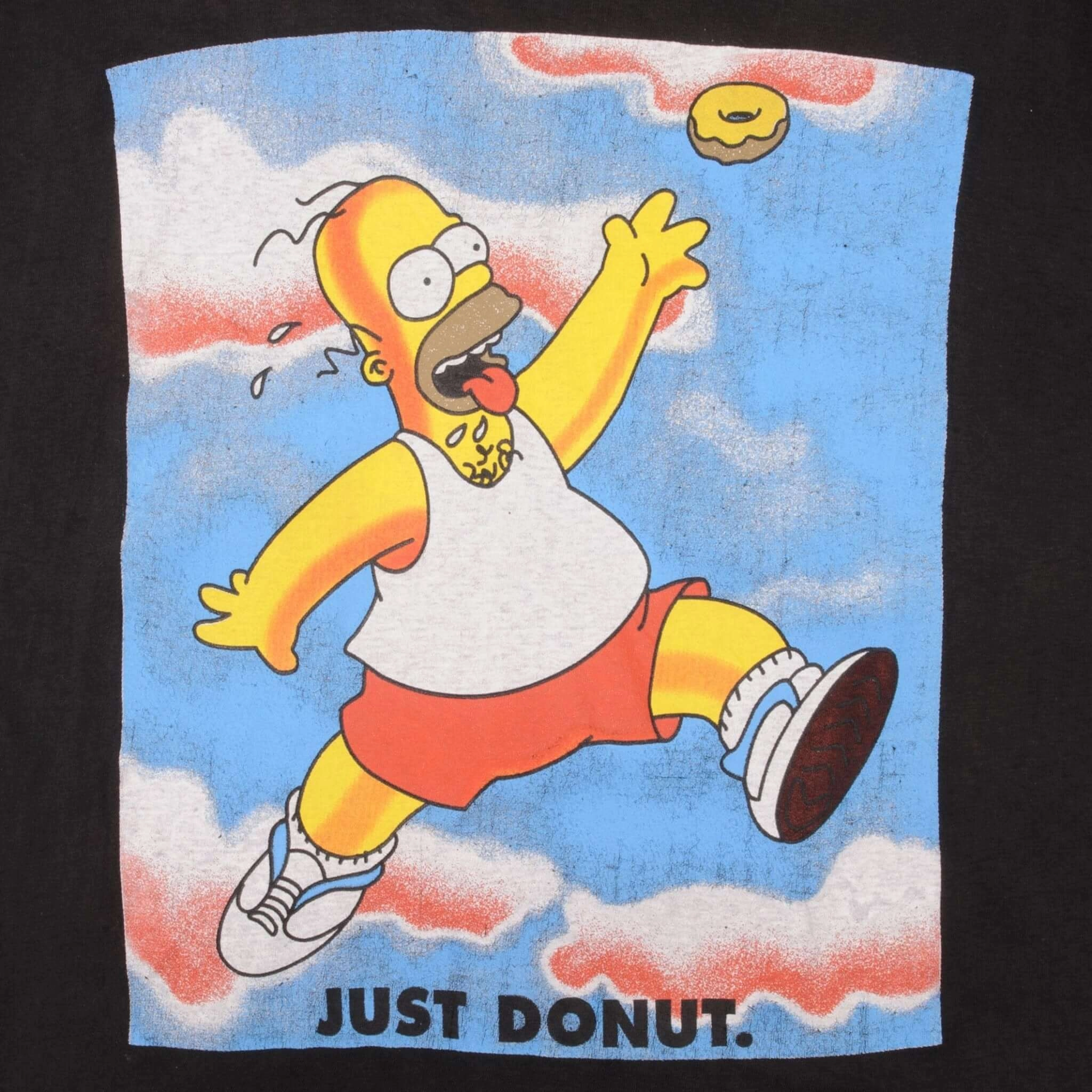 VINTAGE THE SIMPSONS HOMER JUST DONUT TEE SHIRT 1990S SIZE MEDIUM