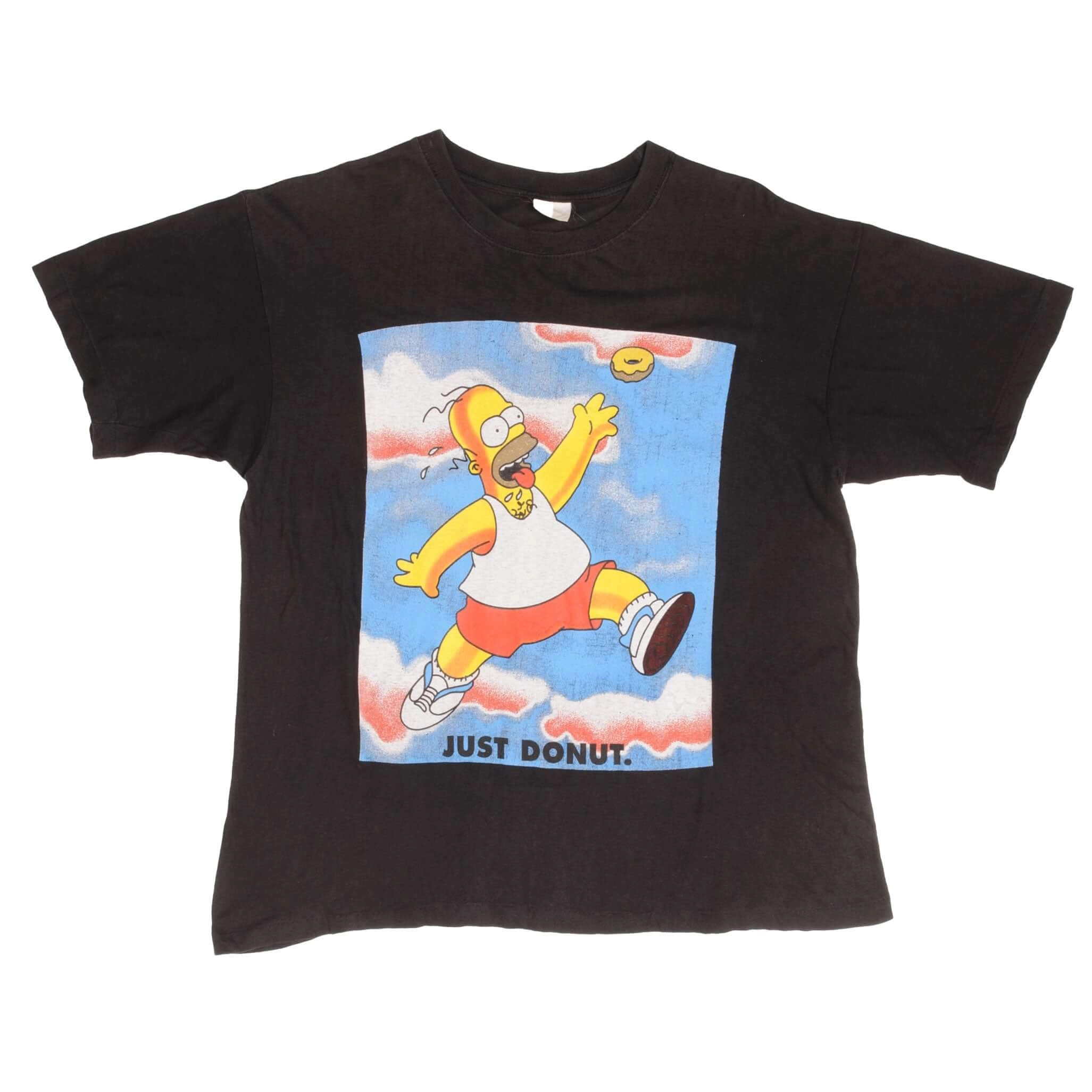 VINTAGE THE SIMPSONS HOMER JUST DONUT TEE SHIRT 1990S SIZE MEDIUM