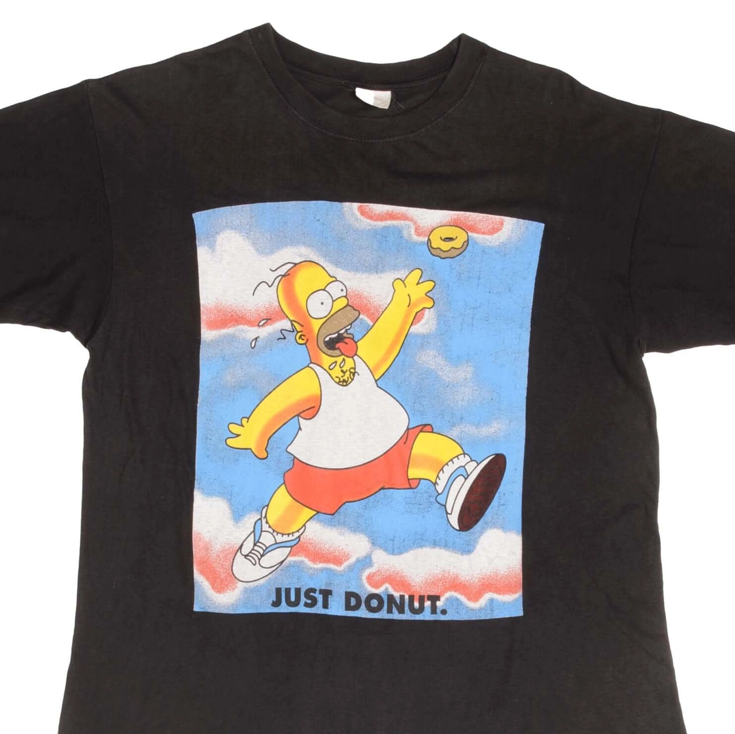 VINTAGE THE SIMPSONS HOMER JUST DONUT TEE SHIRT 1990S SIZE MEDIUM