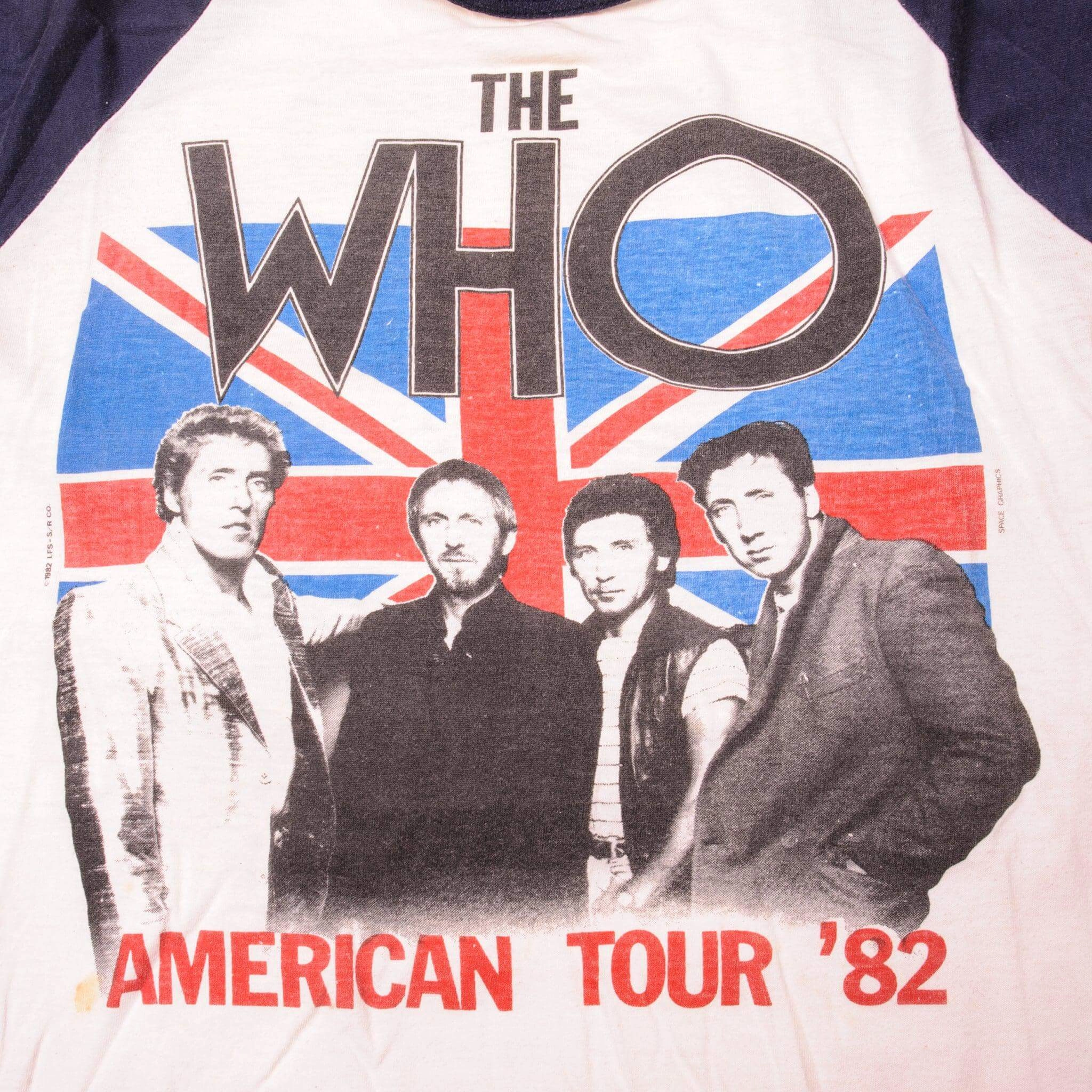 VINTAGE THE WHO AMERICAN TOUR RAGLAN TEE SHIRT 1982 SIZE SMALL MADE IN USA