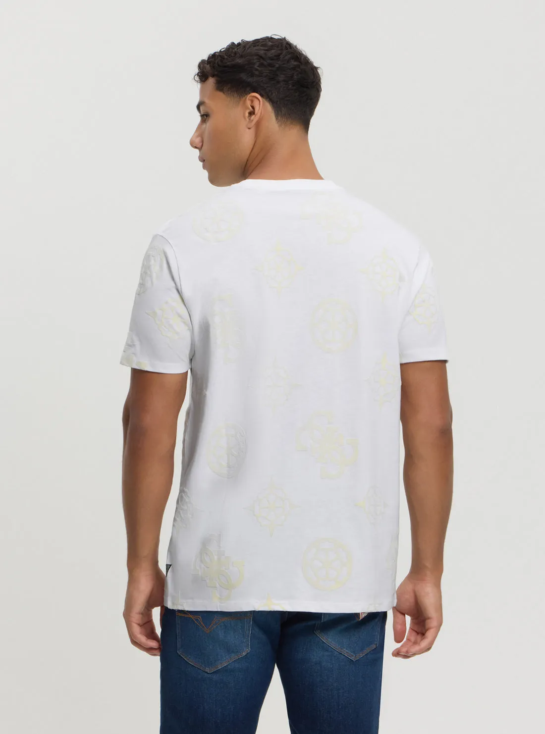 White Peony Print T-Shirt