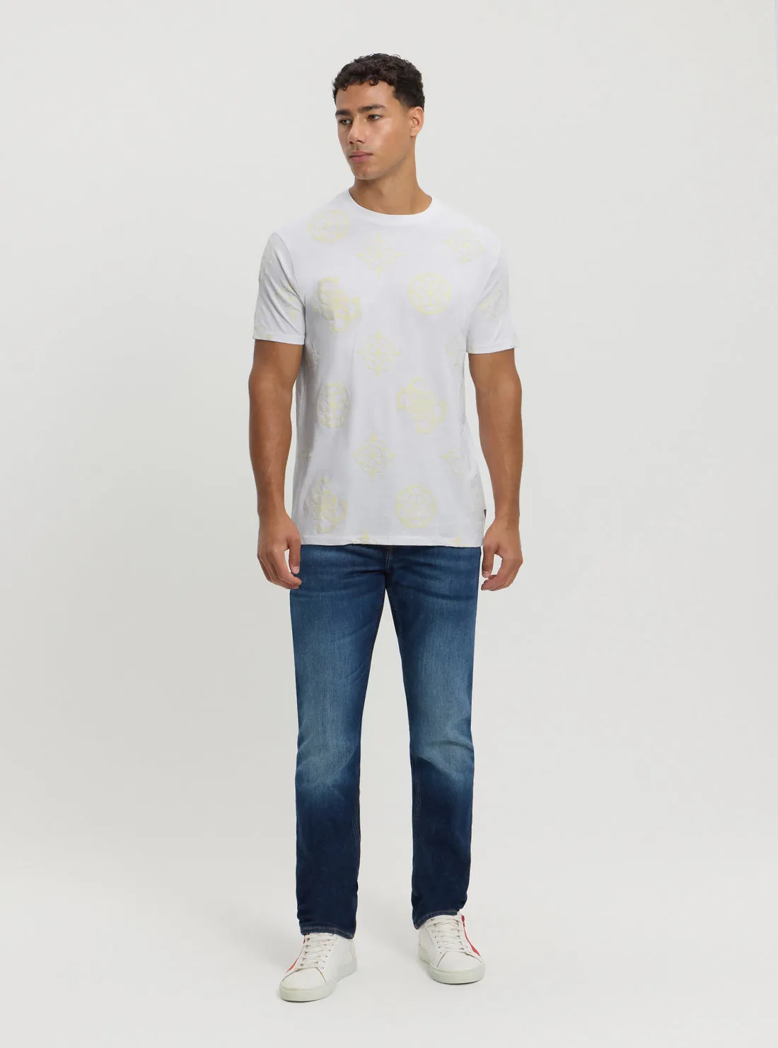 White Peony Print T-Shirt