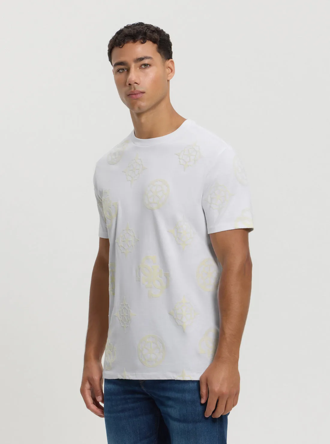 White Peony Print T-Shirt