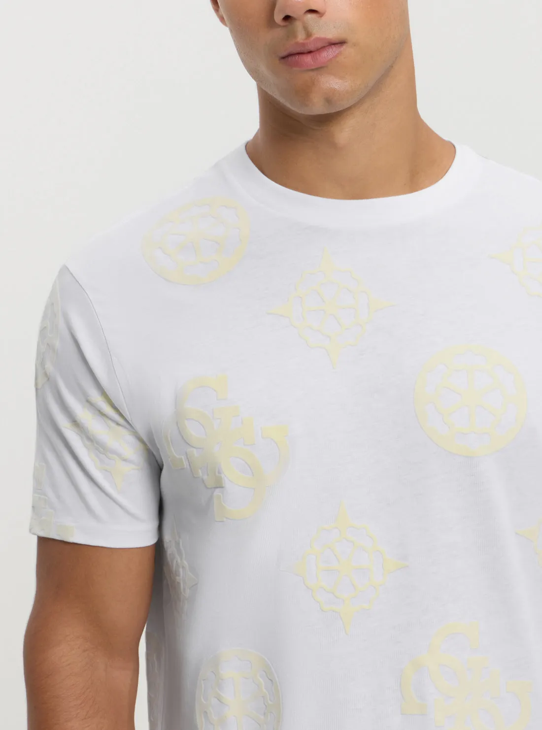 White Peony Print T-Shirt