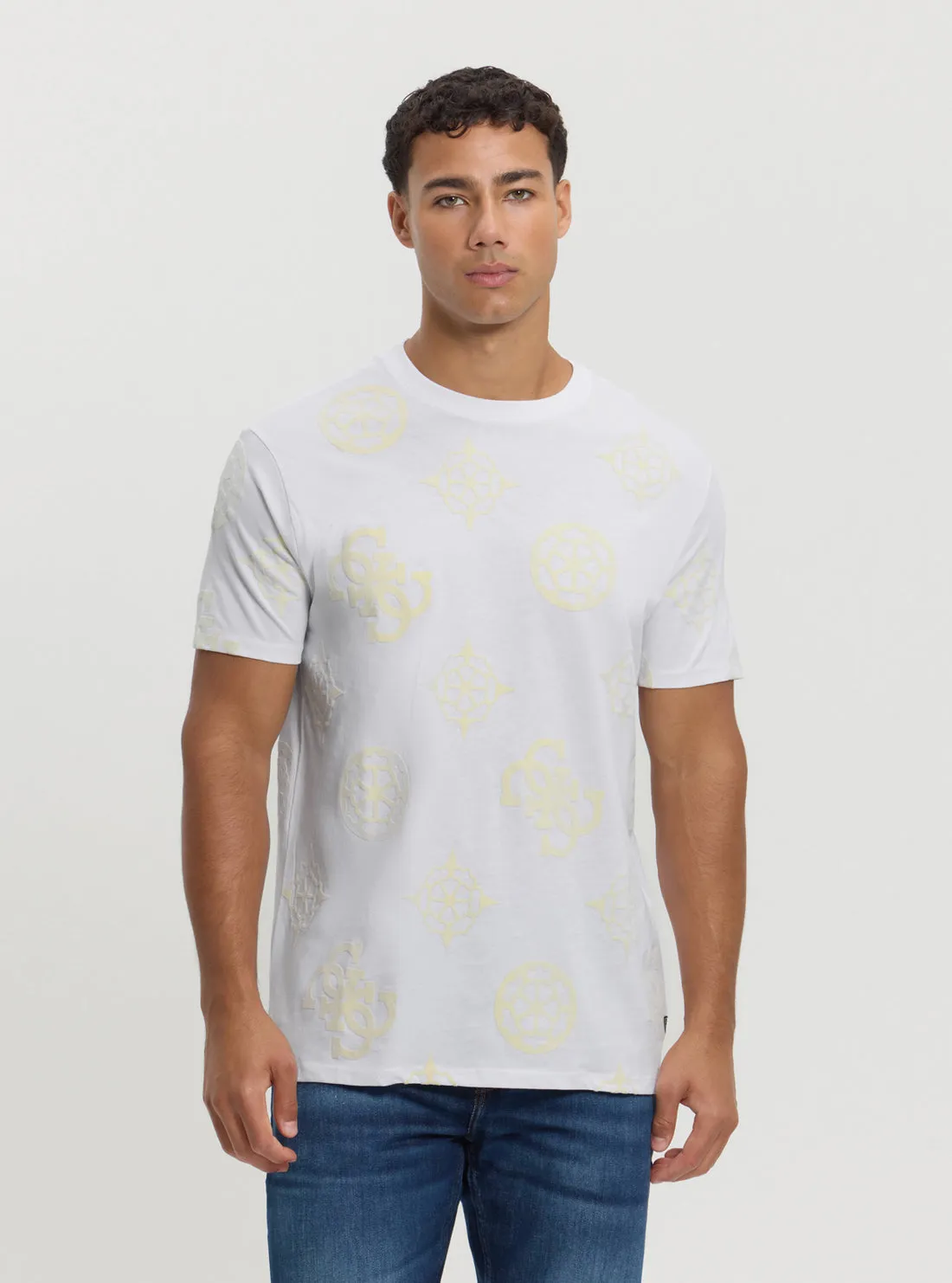 White Peony Print T-Shirt